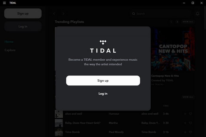 log in to tidal