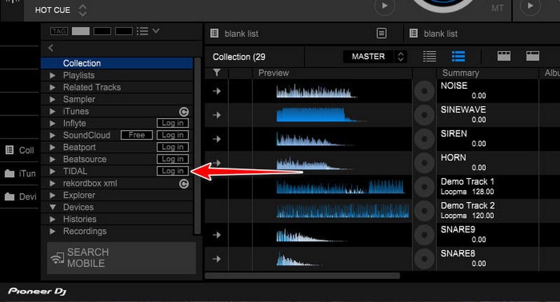 Log In to Tidal on Rekordbox