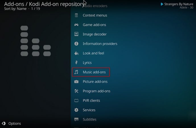 Kodi music add-ons