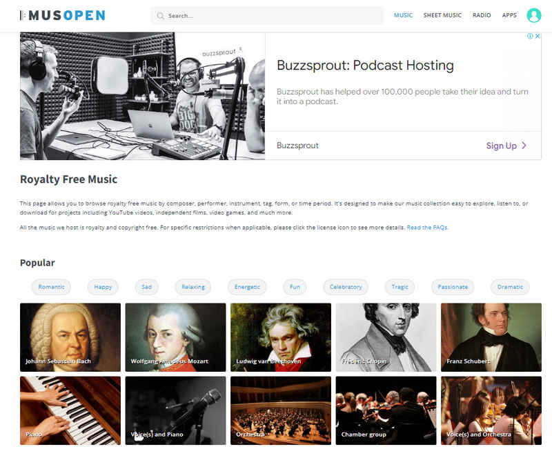 unblocked free music sites Musopen