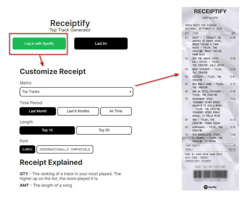 receiptify spotify on desktop