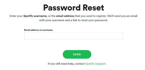 reset spotify password