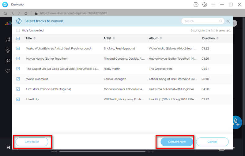 choose deezer songs to download