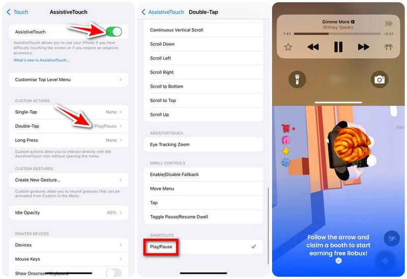 set assistivetouch on iphone and play music on roblox