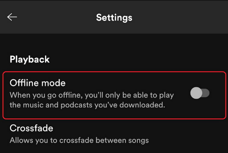 turn on spotify offline mode