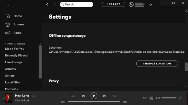 check spotify songs storage path