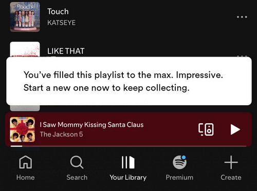 spotify playlist limit error message