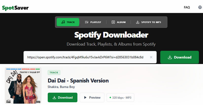 SpotSaver spotify music online downloader
