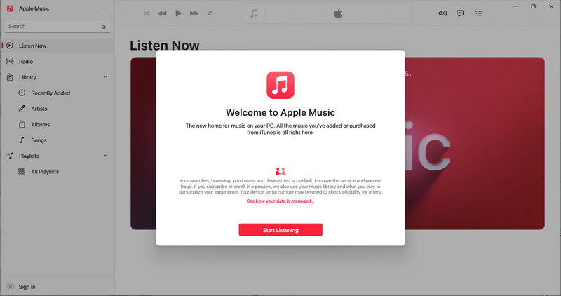 start apple music app on windows pc