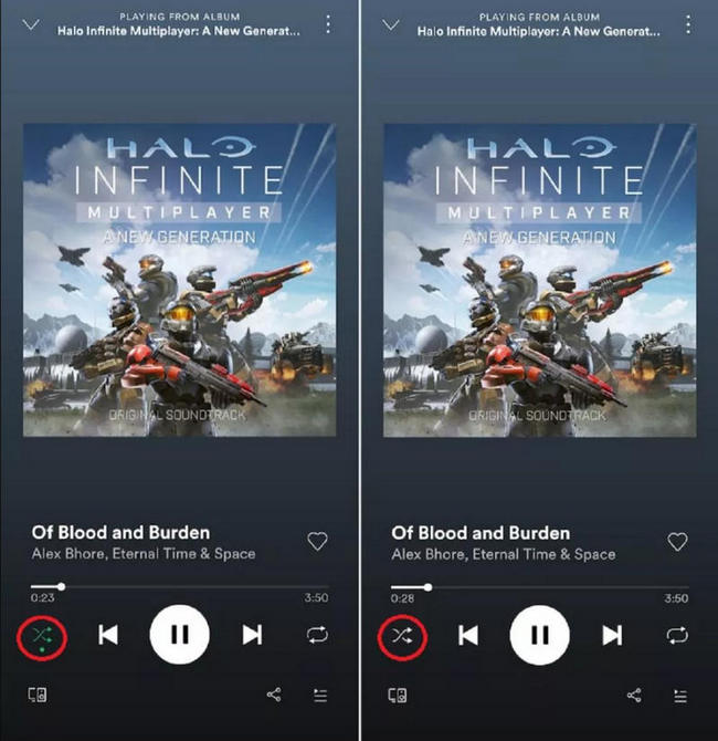 disable shuffle on mobile spotify