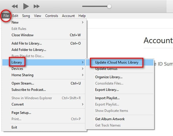 update icloud music library