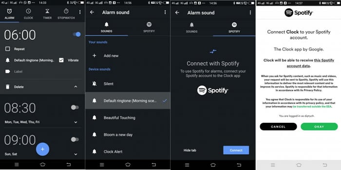 use google clock to set spotify alarm step 1