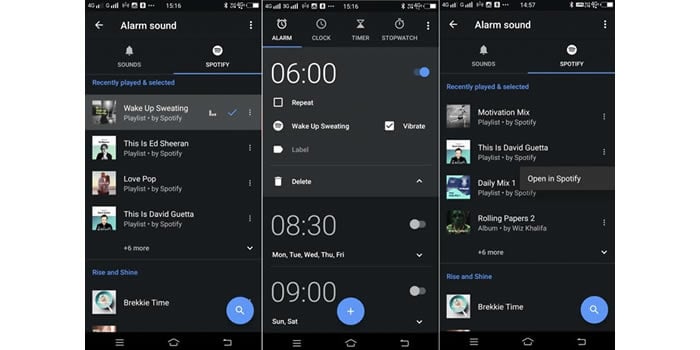 use google clock to set spotify alarm step 2