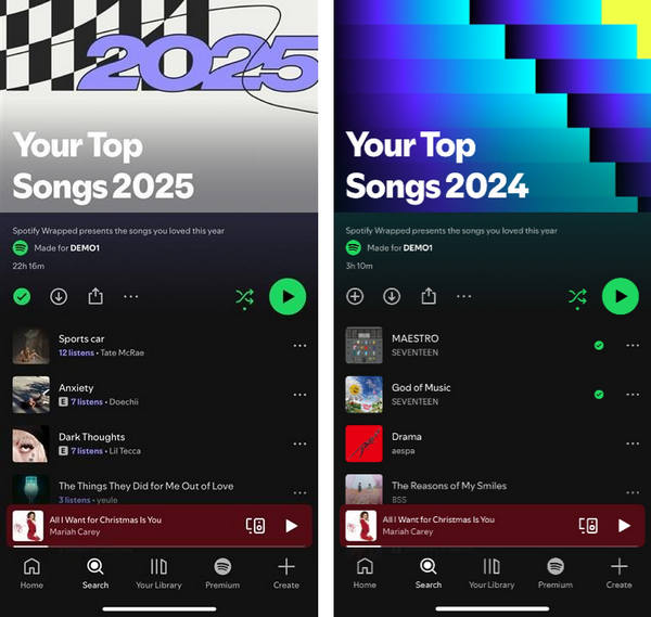 see your top songs of the year on modile
