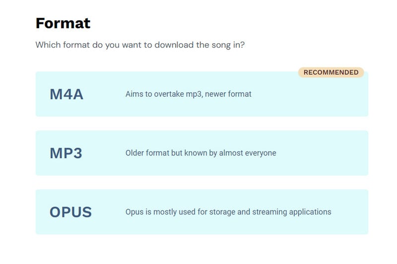 output format of spotify music