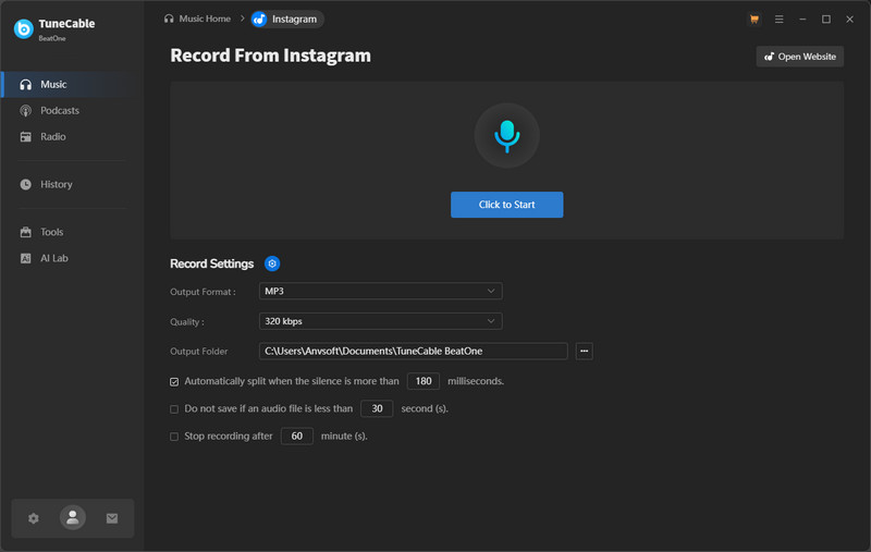 record instagram reels audio