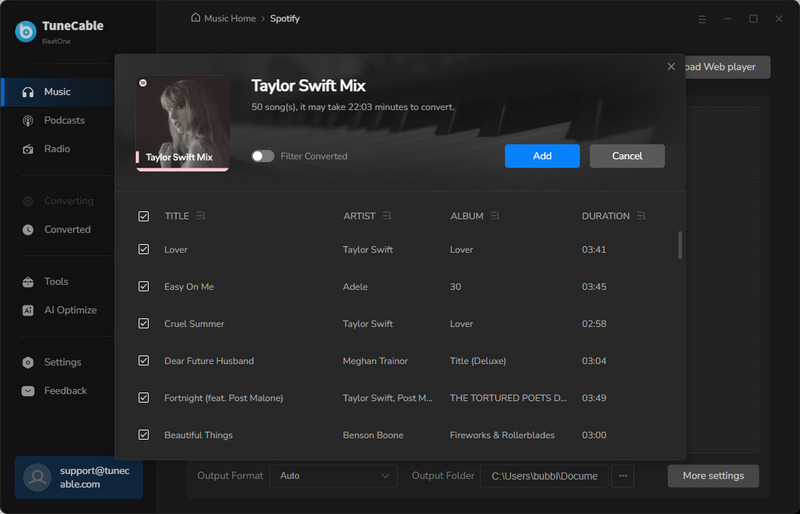 choose songs