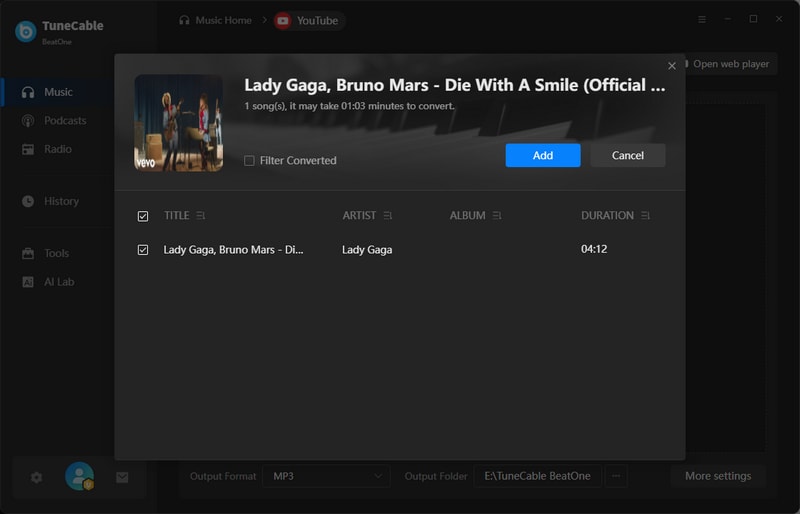 add music from youtube webp