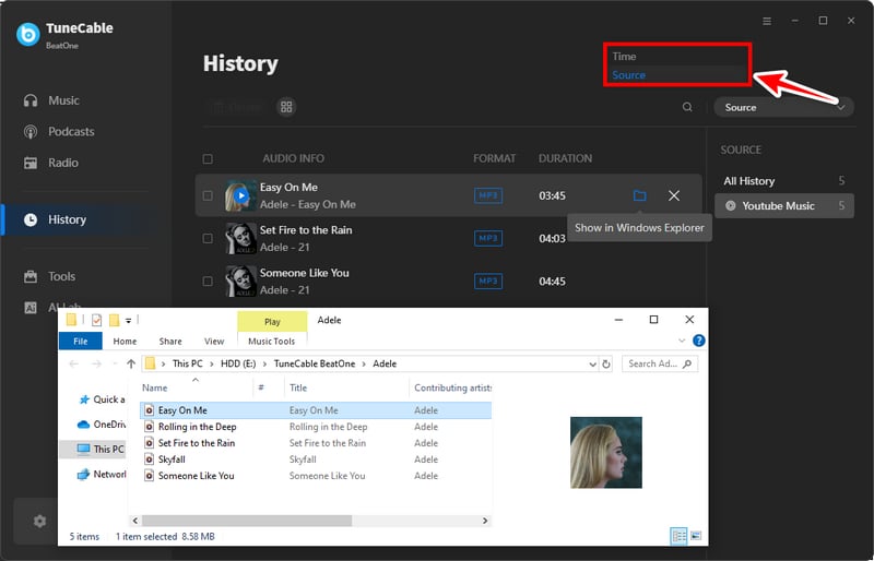 downloaded youtube music