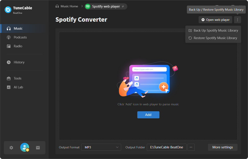 choose to back up your spotify music library
