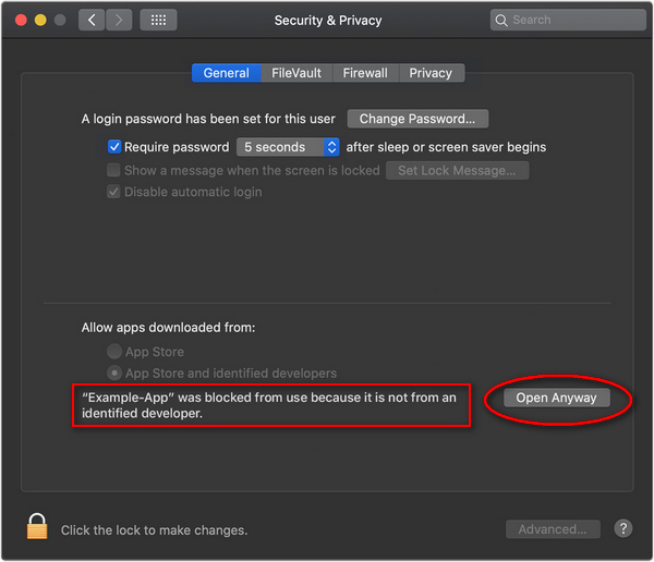 catalina system preferences and security setting