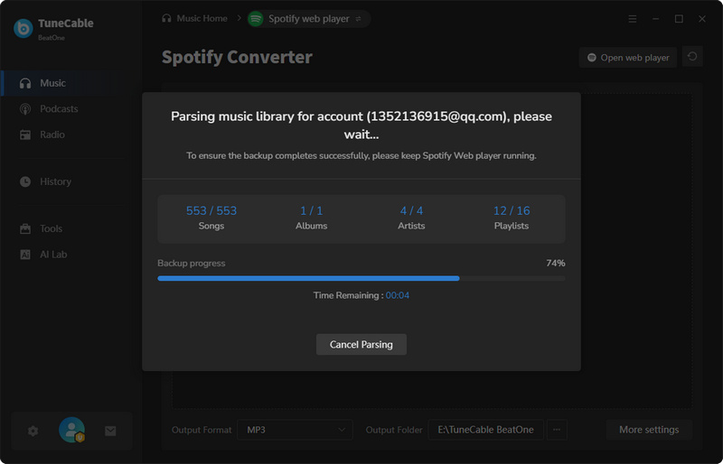 parsing and backing spotify library