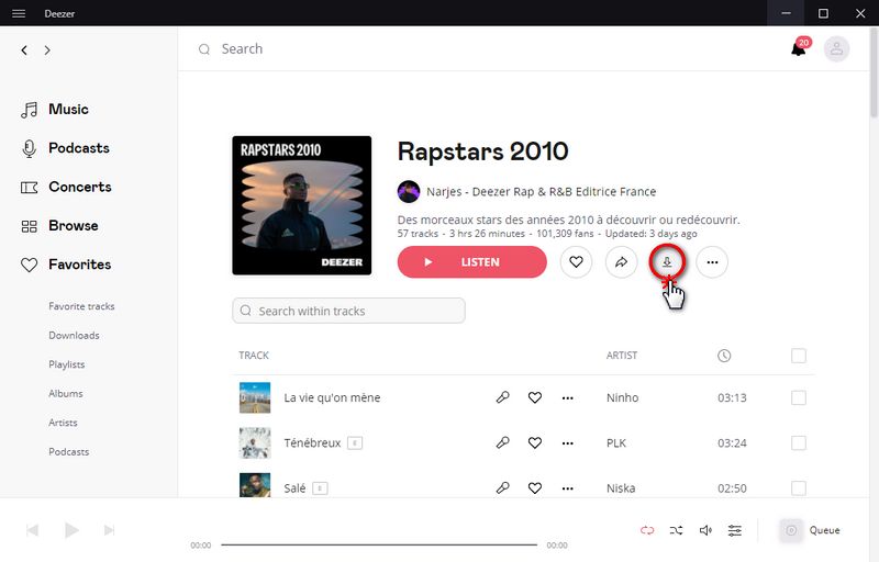 download deezer playlist official method