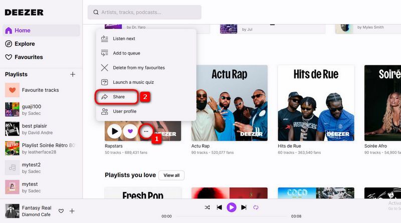get deezer playlist url