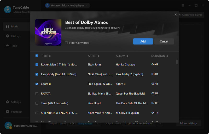 choose amazon music Dolby Atmos songs to download