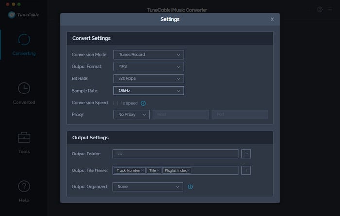 set output format as aac