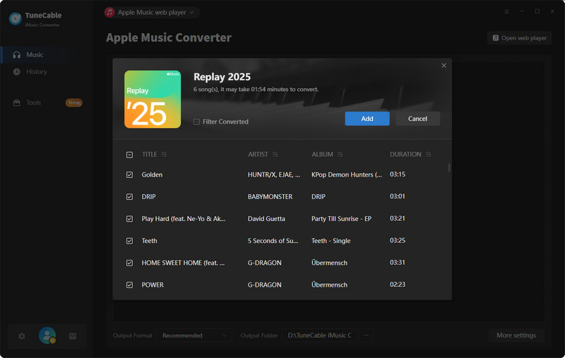 add song from apple music replay