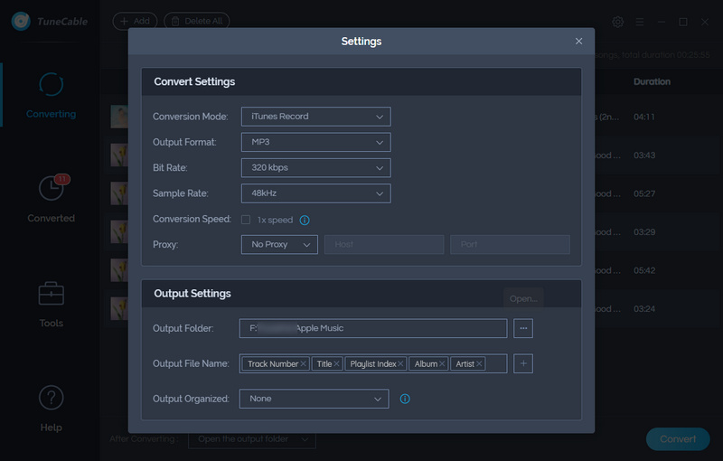 customize the output settings