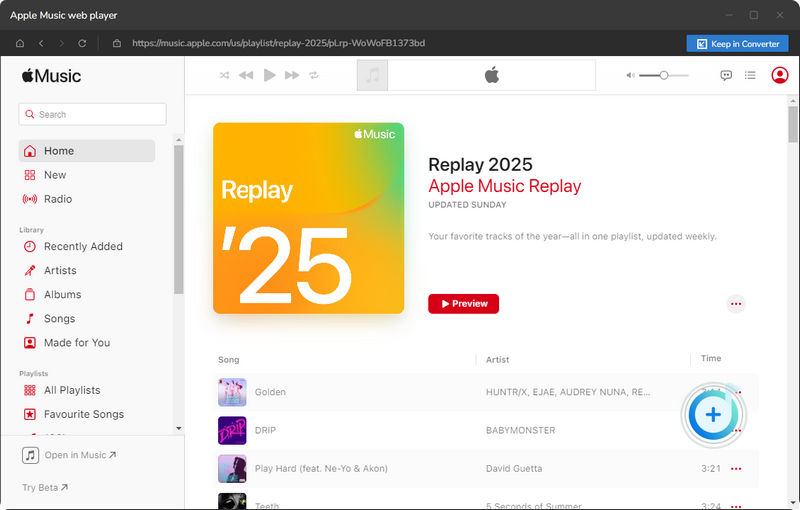 click to add apple music replay