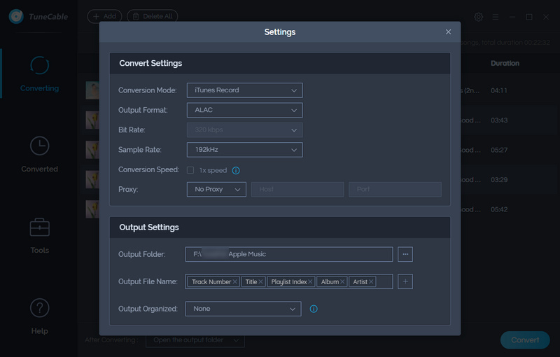 customize the output settings