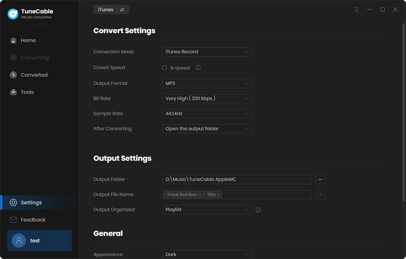 customize the output settings