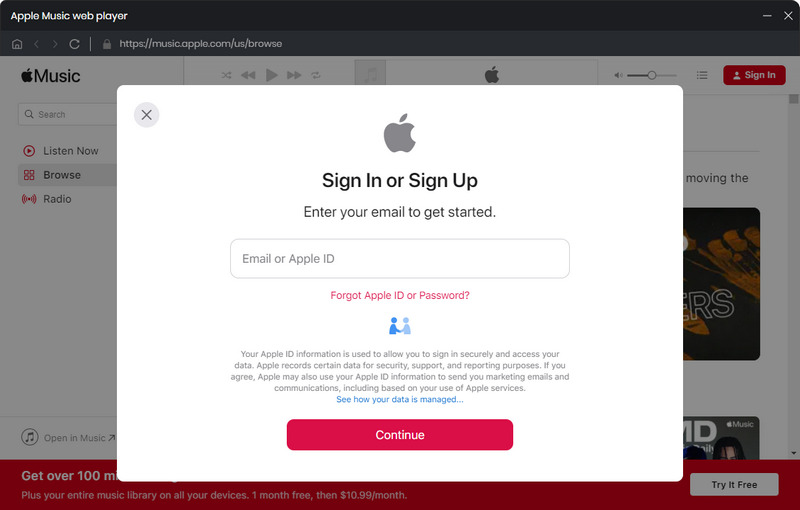 sign into apple id