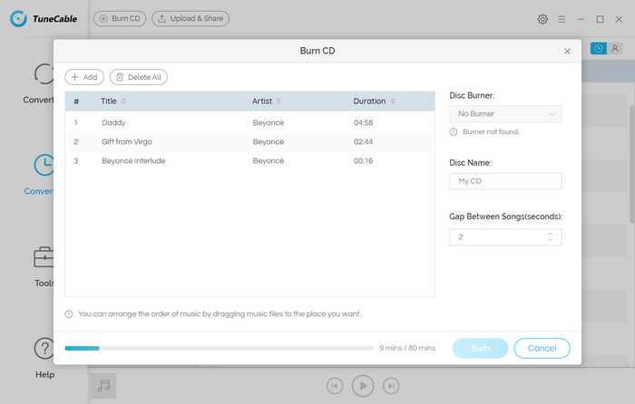 customize disk details and burn cd