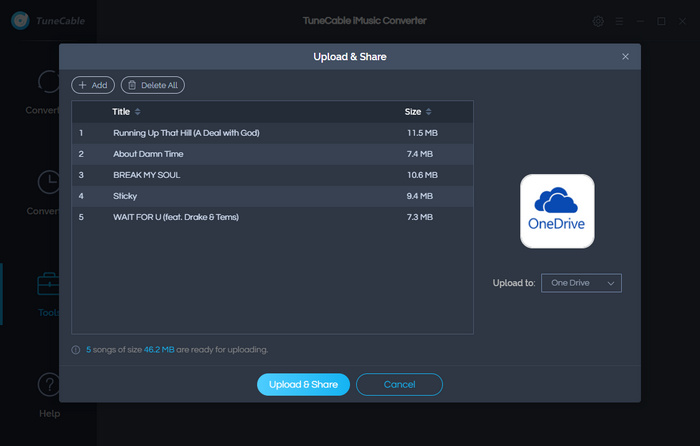upload apple music to onedrive