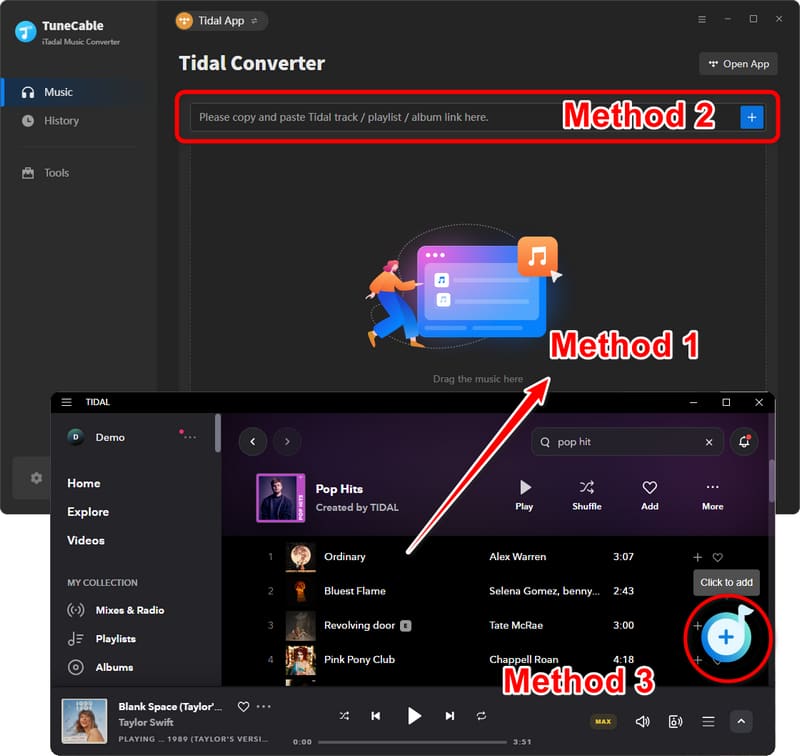 add tidal hires songs