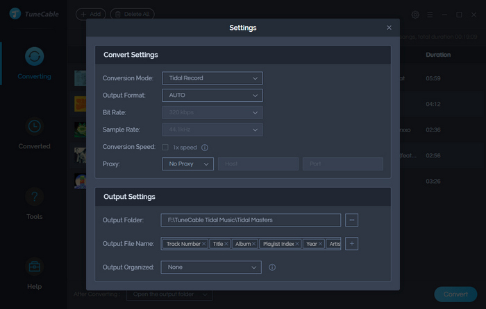 settings of mqa tidal music