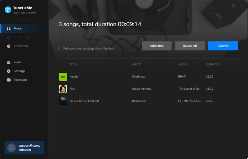 add tidal music to task list