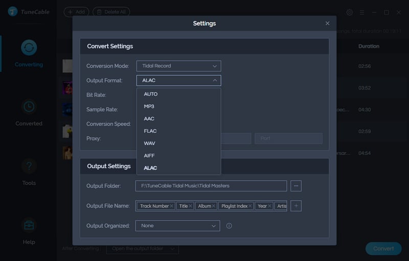 settings of mqa tidal music