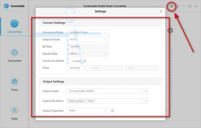 customize settings on tunecable