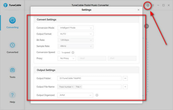 customize settings on tunecable