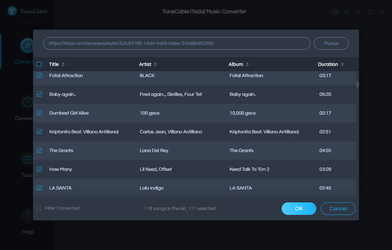 select tidal songs to download