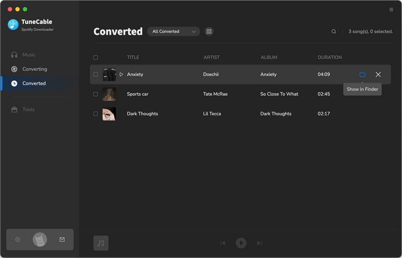 converted spotify tracks