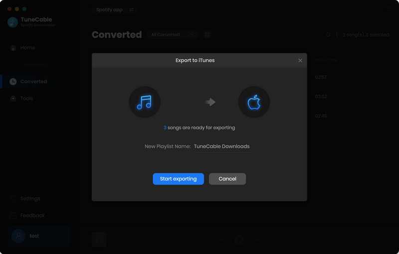 start exporting to itunes
