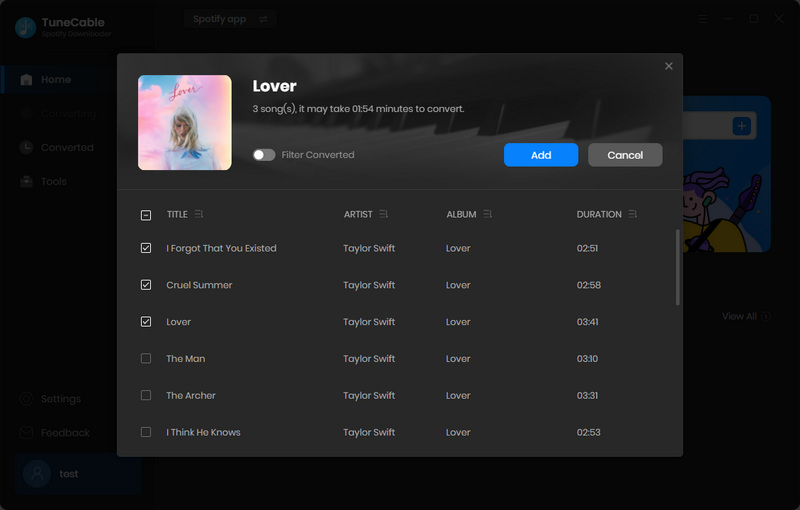 add taylor swift songs from spotify