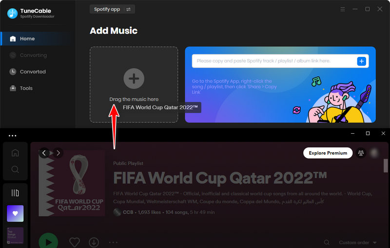 drag and drop world cup music to tunecable
