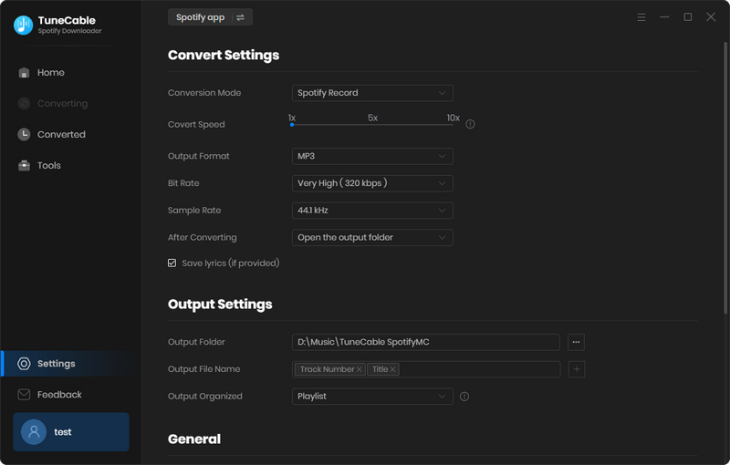 set parameters of converted songs